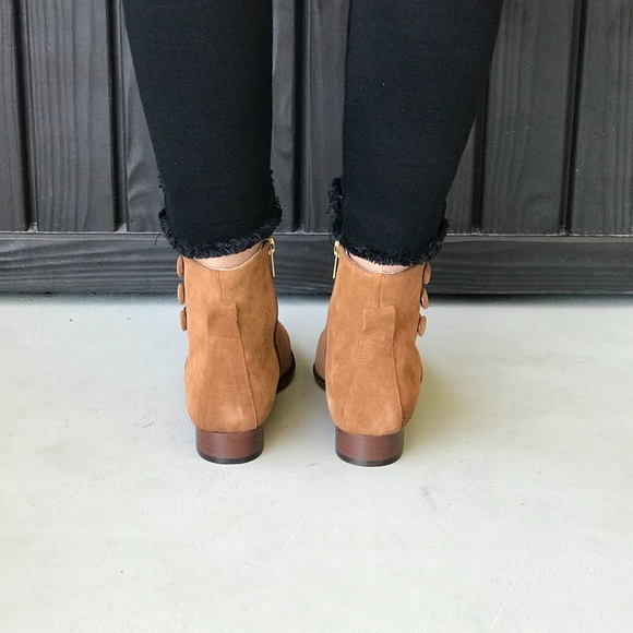 Genuine Distressed Suede Pointy Toe Ankle Booties - Picture 6 of 7